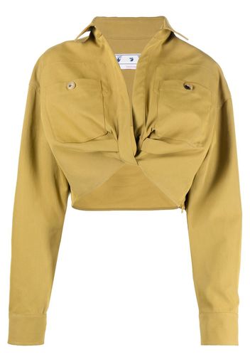 Off-White twist-front cropped cargo shirt - Grün