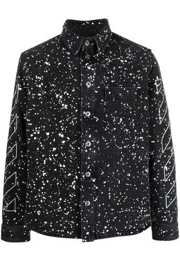 Off-White Diag-stripe paint-splatter denim shirt - Schwarz