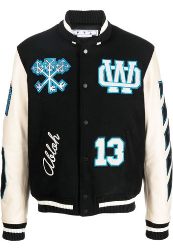 Off-White logo-patch varsity jacket - Schwarz