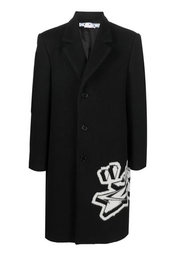 Off-White intarsia-graffiti logo single-breasted coat - Schwarz