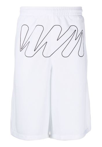 Off-White Wave Out Diagonal Shorts aus Mesh - Weiß