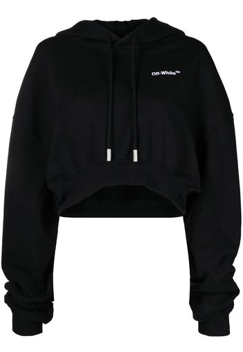 Off-White cropped drawstring hoodie - Schwarz