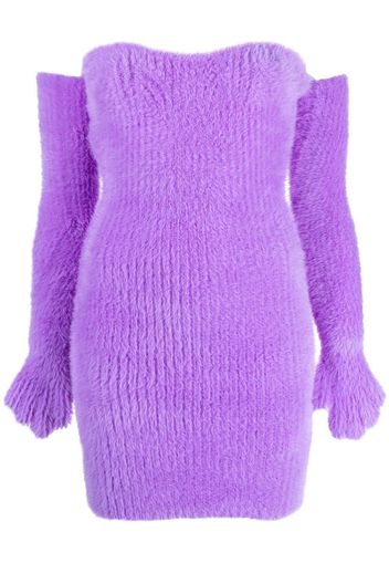 Off-White Fuzzy Gloves off-shoulder minidress - Violett