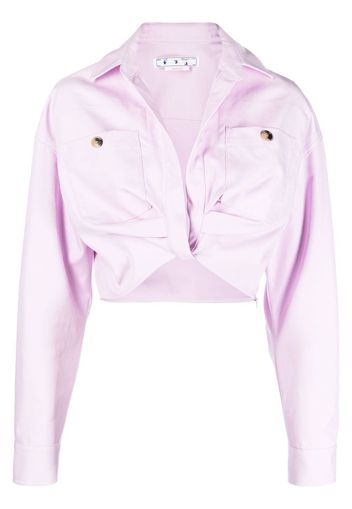 Off-White twisted-front cropped cotton jacket - Violett