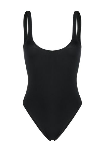 Off-White logo-print zip-up swimsuit - Schwarz