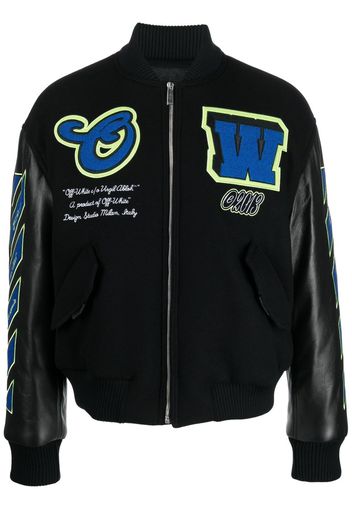 Off-White logo-patch varsity jacket - Schwarz