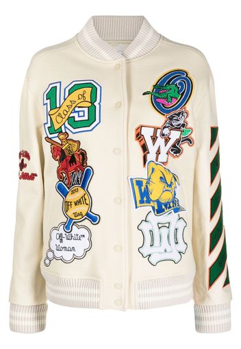 Off-White patch-embellished varsity jacket - Nude