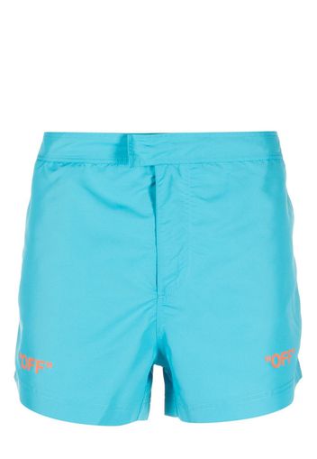 Off-White logo-print swim shorts - Blau