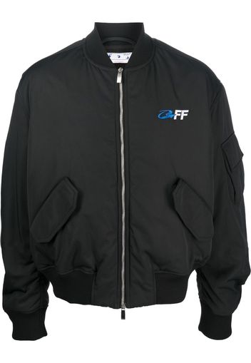 Off-White logo-embroidered bomber jacket - Schwarz