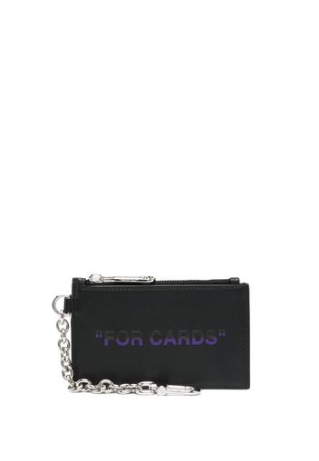 Off-White Quote-print leather cardholder - Schwarz