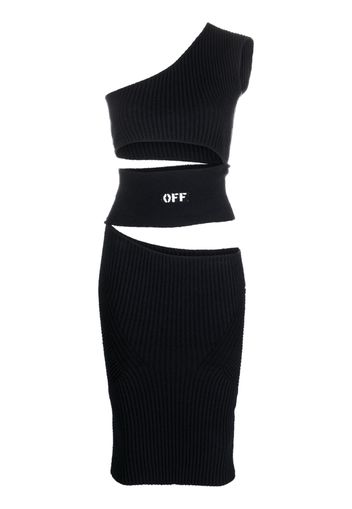 Off-White logo-print cut-out midi dress - Schwarz