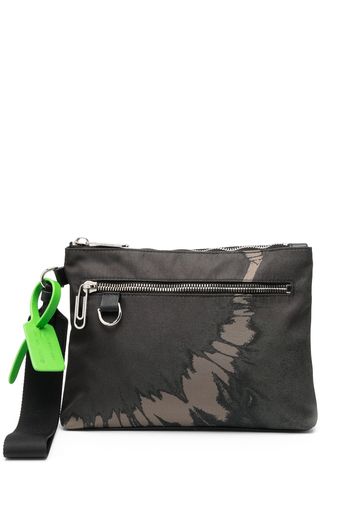 Off-White logo-print clutch bag - Grün