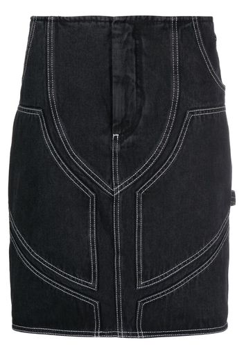 Off-White contrast-stitch denim skirt - Schwarz