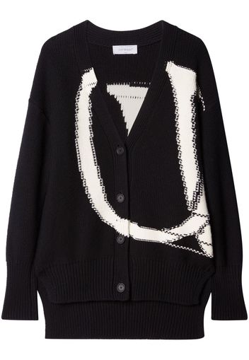 Off-White Intarsien-Cardigan mit Logo - Schwarz