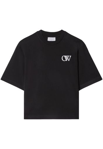 Off-White T-Shirt mit Logo-Print - Schwarz