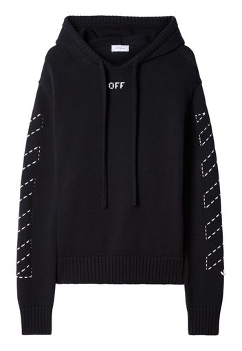 Off-White Hoodie mit diagonalen Streifen - Schwarz