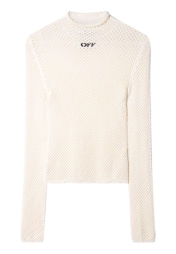 Off-White Oberteil mit Lochstrickmuster - Nude