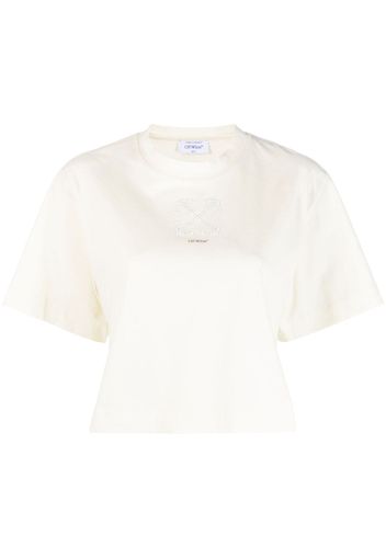 Off-White Verziertes Cropped-T-Shirt - Nude