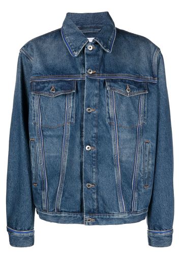 Off-White zip-embellishment denim jacket - MEDIUM BLUE NO COLOR