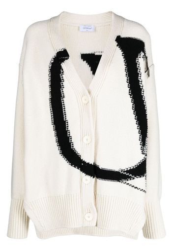 Off-White Ow Maxi logo-intarsia cardigan - Weiß