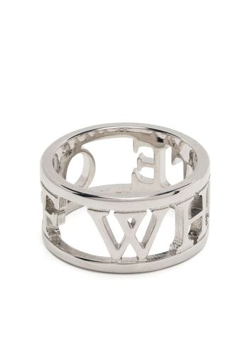 Off-White logo-lettering ring - Silber