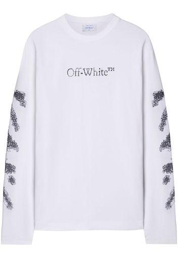 Off-White Sweatshirt mit diagonalen Streifen - Weiß