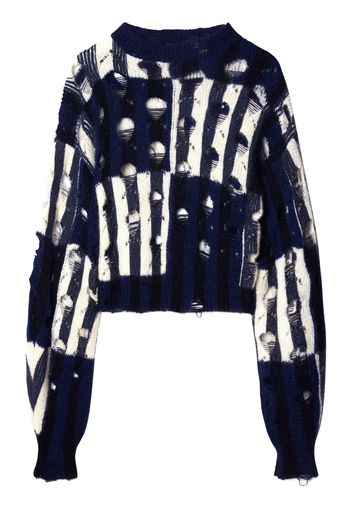 Off-White Pullover im Distressed-Look - Blau