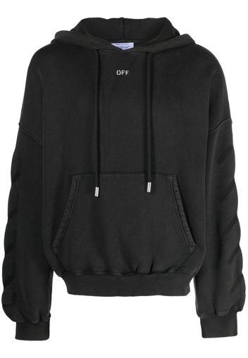 Off-White logo-print cotton hoodie - Grau