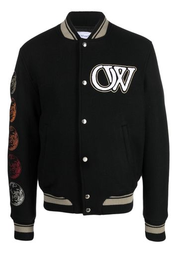 Off-White logo-appliqué bomber jacket - Schwarz