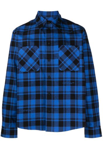 Off-White check-print zip-up shirt - Blau