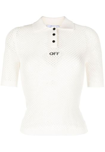 Off-White logo-intarsia open-knit top - Weiß