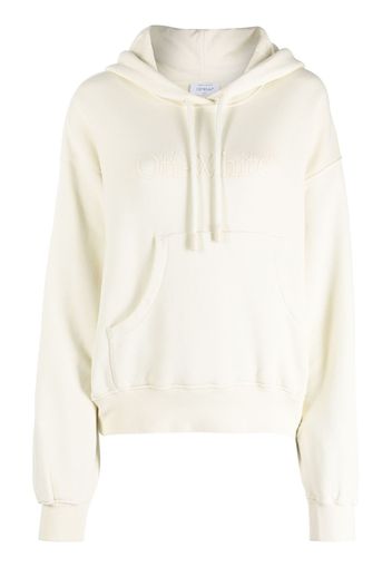 Off-White logo-print cotton hoodie - Nude