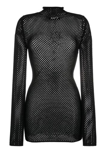 Off-White intarsia-logo mesh knitted dress - Schwarz