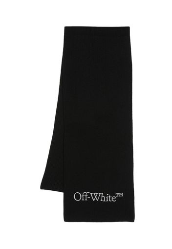 Off-White logo-embroidered virgin-wool scarf - Schwarz