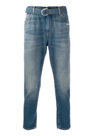 Off-White Skinny-Jeans mit Gürtel - Blau
