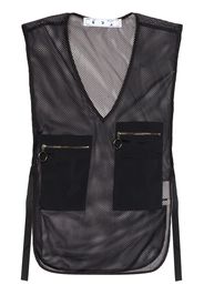 Off-White Top mit V-Ausschnitt - Schwarz