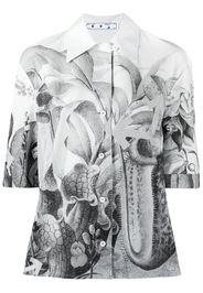 Off-White Hemd mit Botanical Print - Weiß