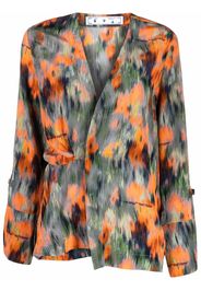 Off-White Hemd mit floralem Print - Grün