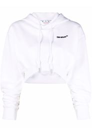 Off-White HELVETICA SUPER CROP HOODIE WHITE BLACK - Weiß