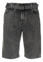 Off-White branded belted denim shorts - Grau