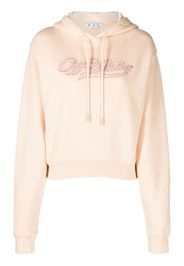 Off-White logo-embroidered drawstring hoodie - Nude