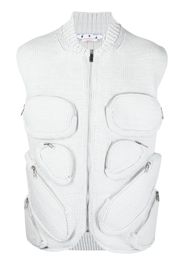 Off-White multiple-pocket knit gilet - Grau