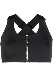 Off-White zip-up logo sports bra - Schwarz