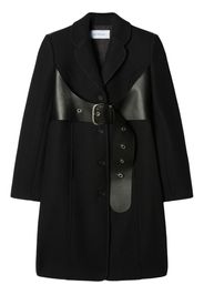 Off-White Einreihiger Mantel mit Gürtel - Schwarz