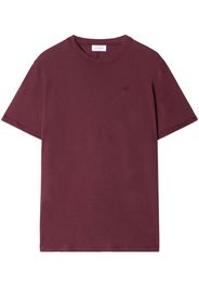 Off-White T-Shirt mit Logo-Stickerei - Rot