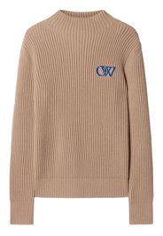 Off-White Pullover mit Intarsien-Logo - Nude