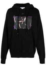 Off-White graphic-print drawstring hoodie - 1036 BLACK ORCHID