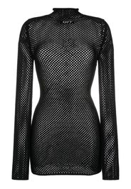 Off-White intarsia-logo mesh knitted dress - Schwarz