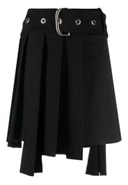 Off-White belted asymmetric-hem pleated miniskirt - BLACK NO COLOR