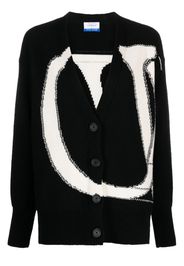 Off-White Intarsien-Cardigan aus Wolle - 1004 BLACK WHITE A